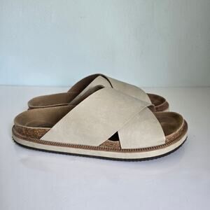 Free People Sidelines Crossover Slide Sandals 7.5 Dove Gray Beach Summer Comfort